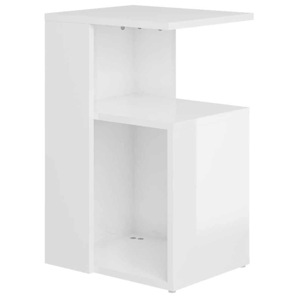 Vidaxl Príručný stolík, lesklý biely 36x30x56 cm, kompozitné drevo